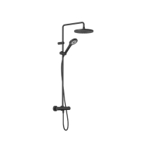 DIVE X, NEGRU MAT, COLOANA DE DUS CU BATERIE TERMOSTATATA, PALARIE 250MM CU 1 JET, PARA CU 3 JETURI, SUPORT SI FURTUN, 6906739-00